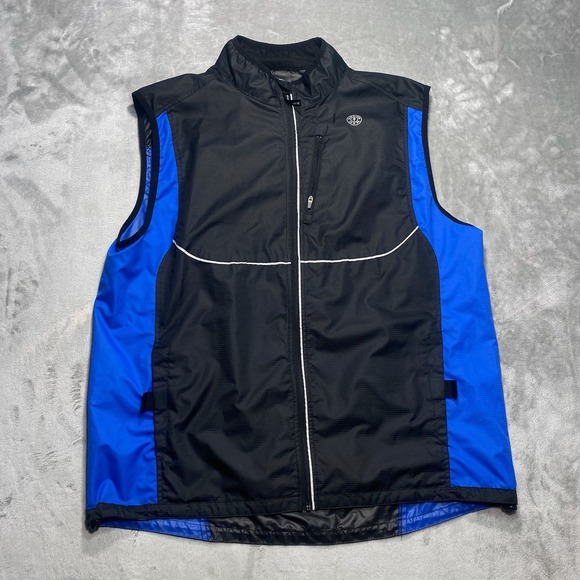Gold's Gym Vest Mens L/XL Full Zip‎ Pockets Sleeveless Lightweight Black Blue - Picture 1 of 11